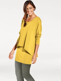 Basics|Shirts|heine Rundhalsshirt mit Fledermaus-Ärmeln gelb
