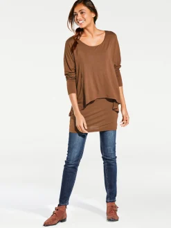 Shirts|heine Rundhalsshirt mit Fledermaus-Ärmeln camel