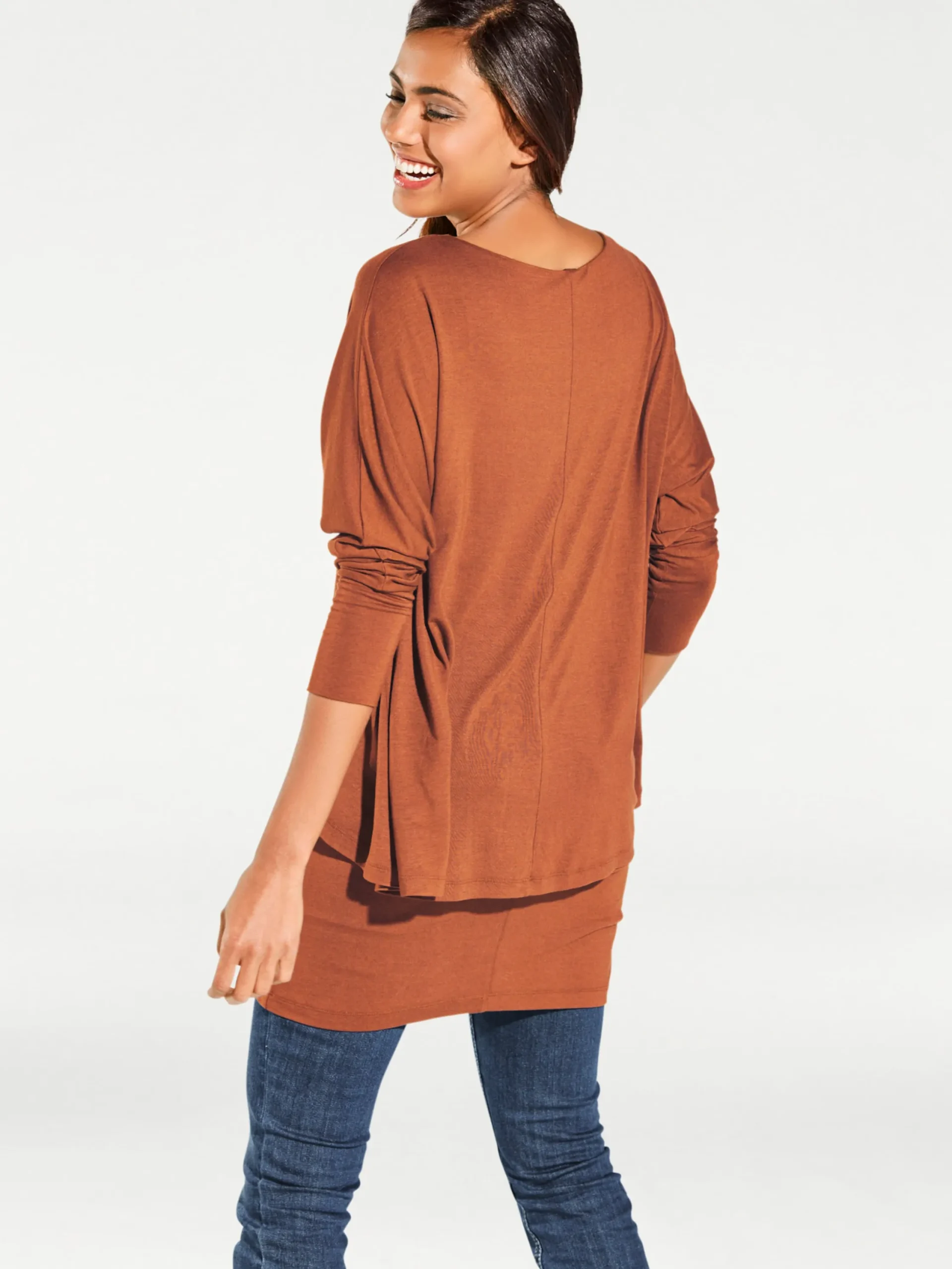 Basics|heine Rundhalsshirt mit Fledermaus-Ärmeln orange