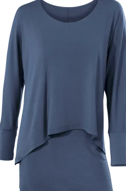 Basics|heine Rundhalsshirt mit Fledermaus-Ärmeln jeansblau