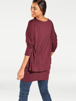 Shirts|heine Rundhalsshirt mit Fledermaus-Ärmeln bordeaux