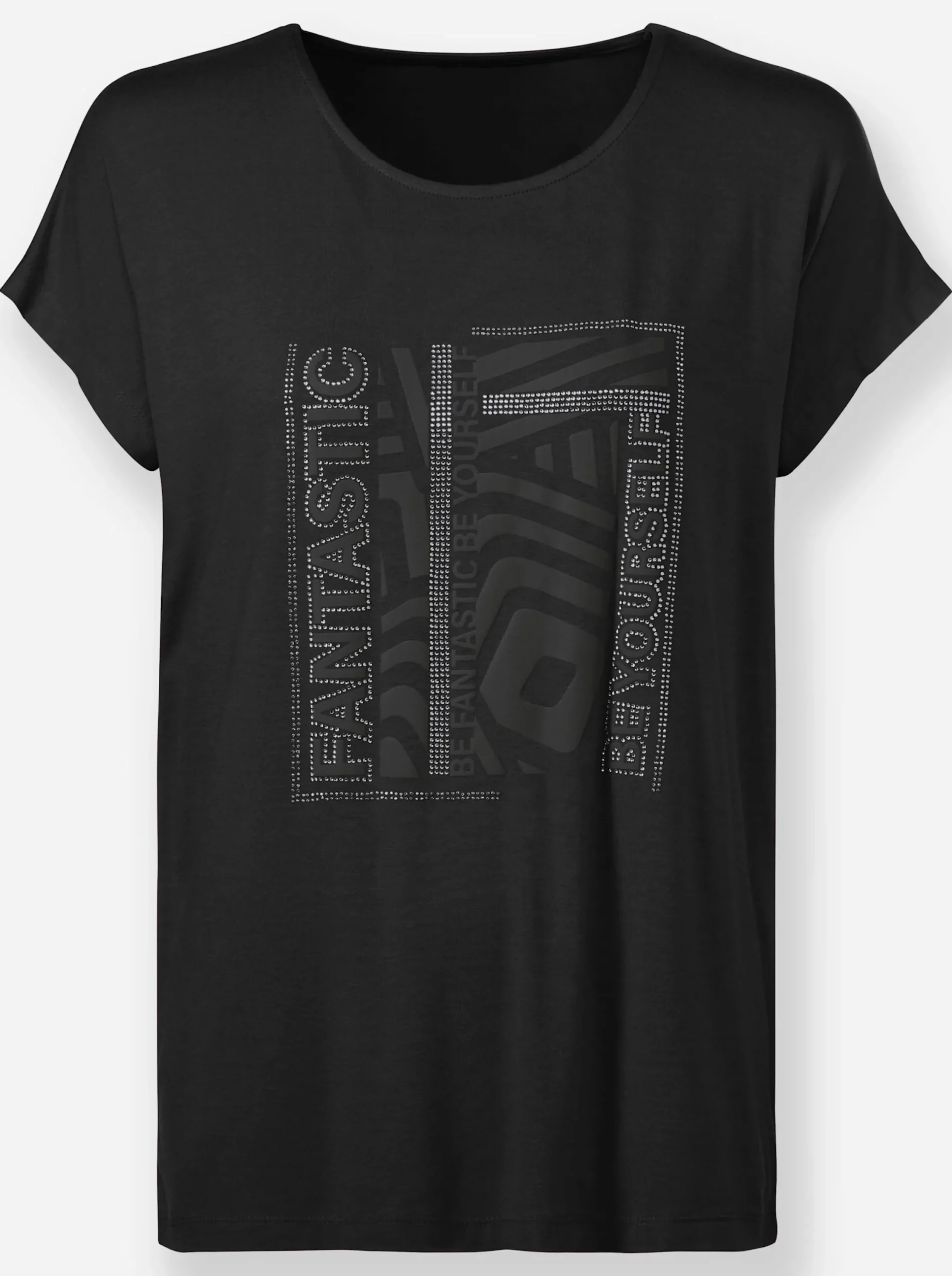 Shirts|heine Rundhalsshirt mit Glitzersteinchen schwarz