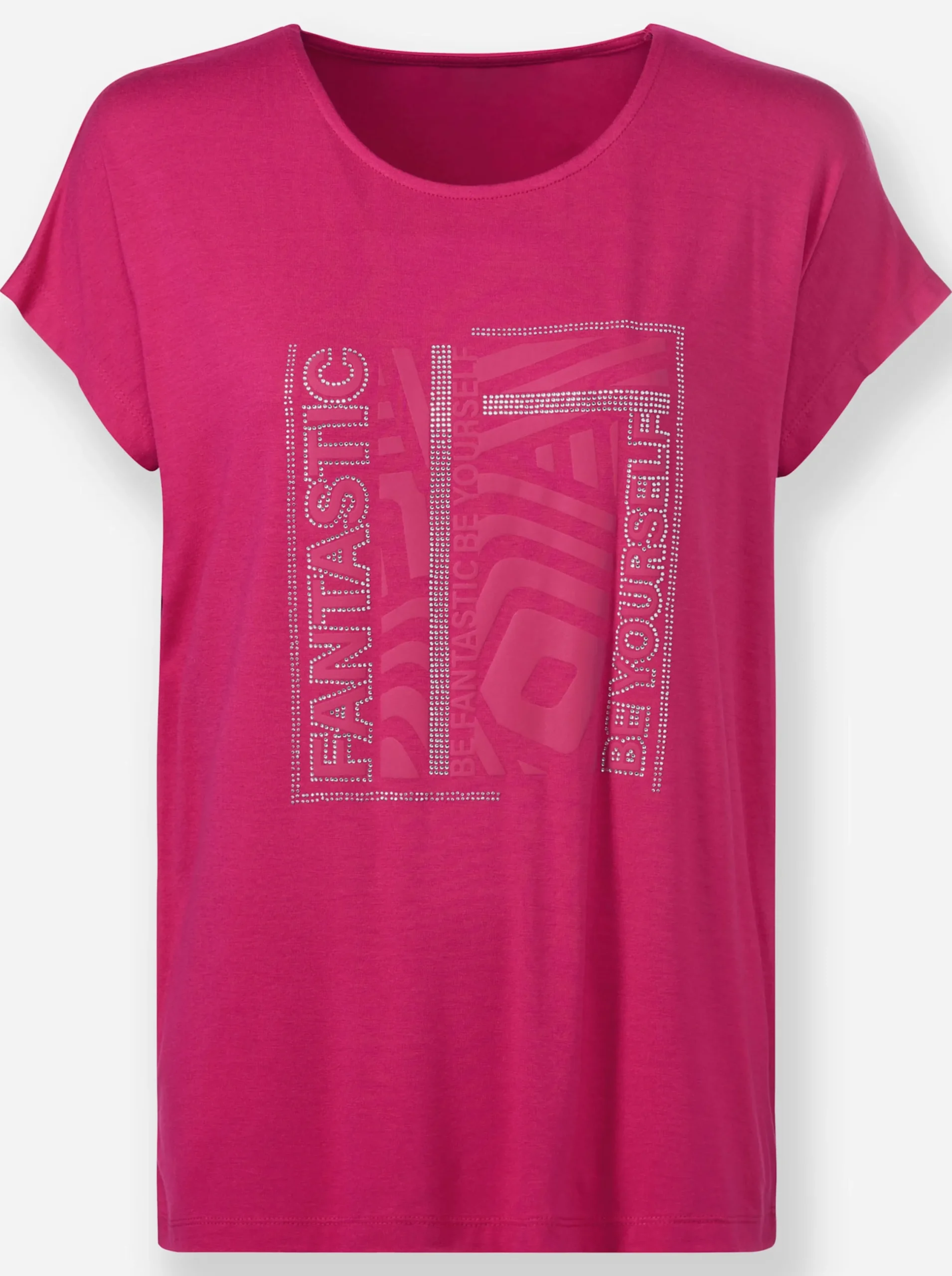 Shirts|heine Rundhalsshirt mit Glitzersteinchen pink