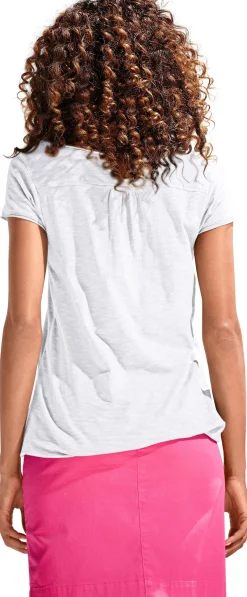 Strandmode|Shirts|heine Rundhalsshirt mit Gummizug-Bund weiß