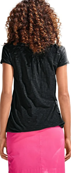 Strandmode|heine Rundhalsshirt mit Gummizug-Bund schwarz