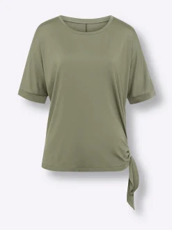 Shirts|heine Rundhalsshirt mit Knoten-Detail am Saum khaki