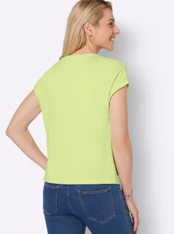 Shirts| Rundhalsshirt mit Lochstickerei pistazie