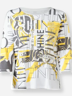 Shirts|heine Rundhalsshirt mit Print-Dessin sonnengelb-schwarz-bedruckt