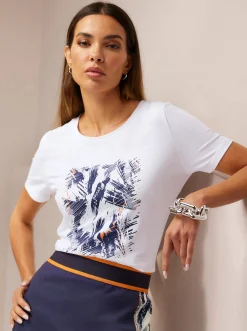 Shirts|heine Rundhalsshirt mit Print-Dessin weiß