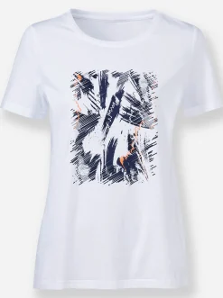 Shirts|heine Rundhalsshirt mit Print-Dessin weiß