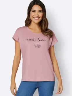 Shirts| Rundhalsshirt mit Ärmel-Aufschlag hortensie