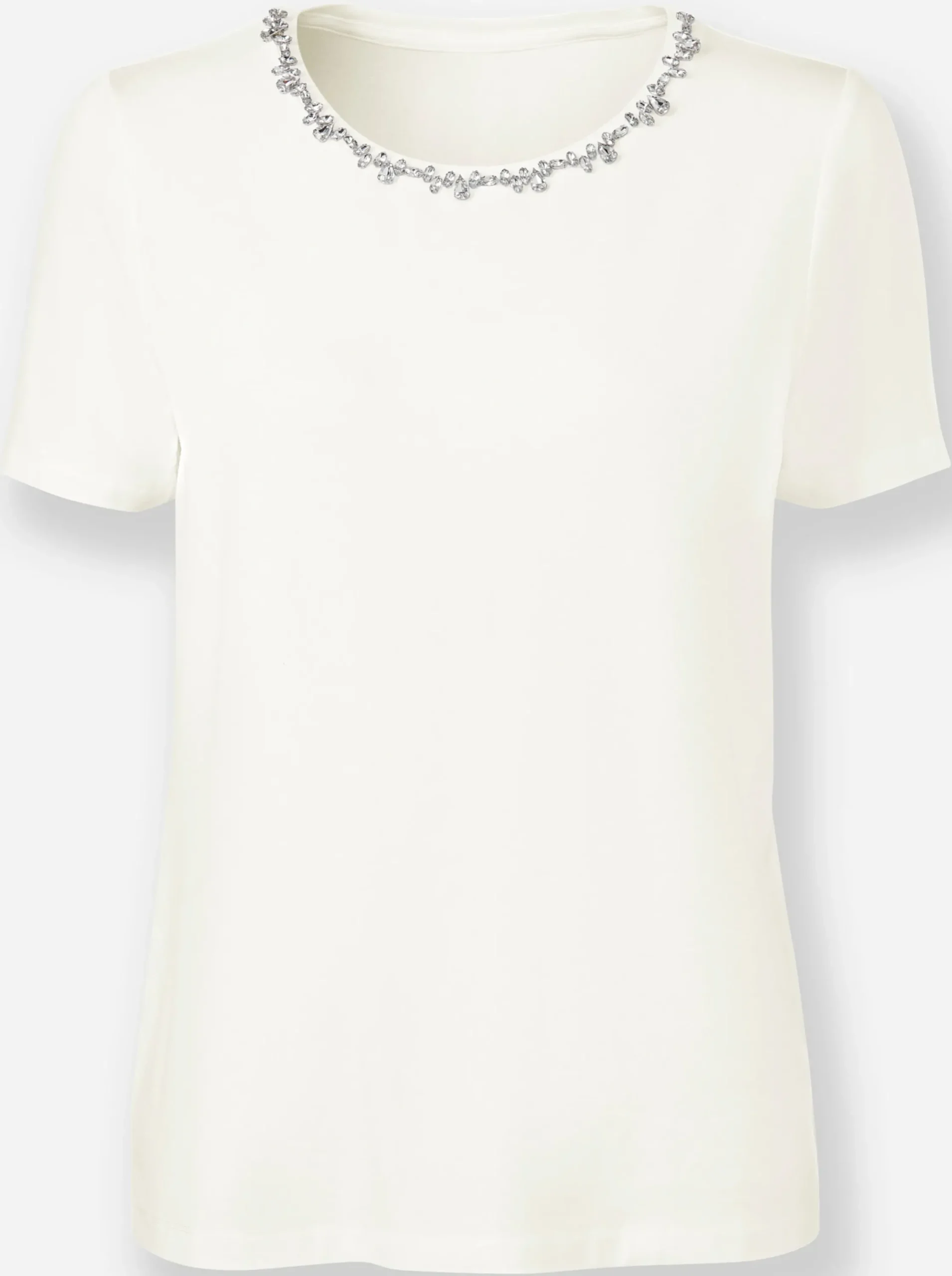 Shirts|heine Rundhalsshirt mit Steinchen-Verzierung ecru