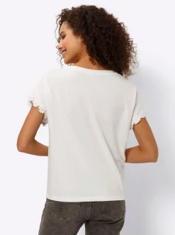 Shirts|heine Rundhalsshirt mit Zierperlen ecru