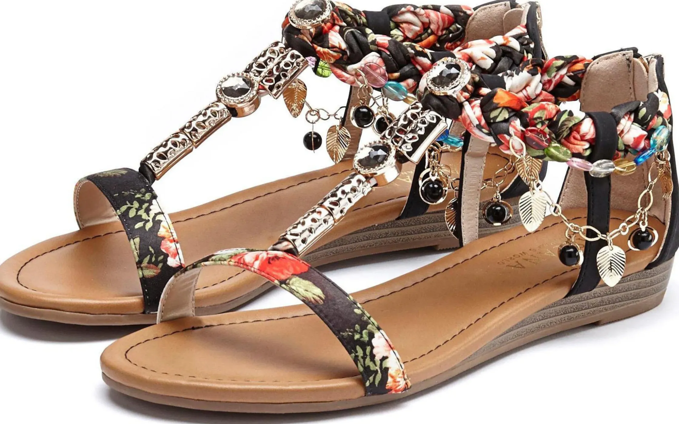Sandalen & Sandaletten|LASCANA Sandale schwarz-rot-braun-bunt