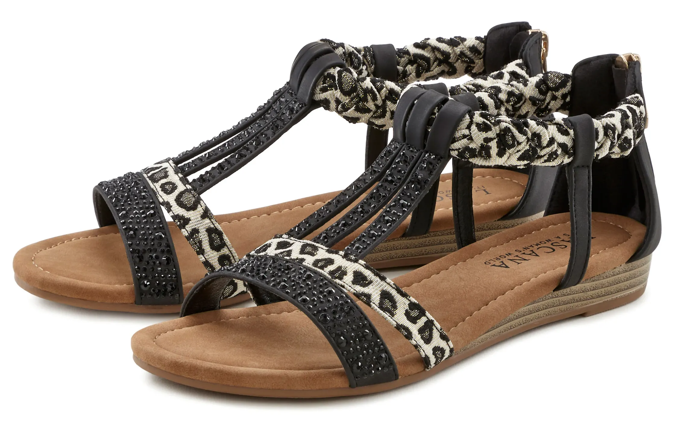 Sandalen & Sandaletten|LASCANA Sandale schwarz/leo