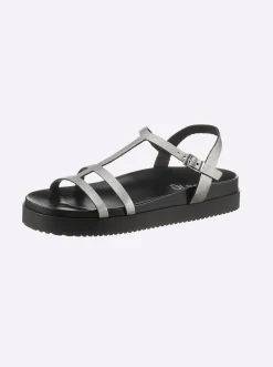 Sandalen & Sandaletten|heine Sandale silberfarben-schwarz