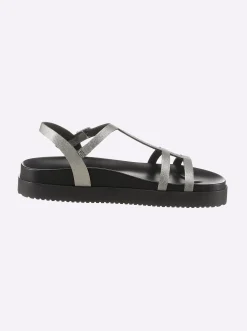 Sandalen & Sandaletten|heine Sandale silberfarben-schwarz
