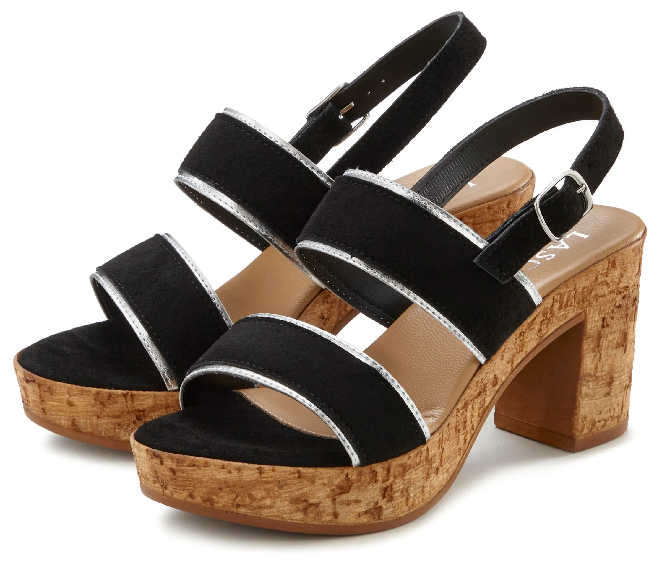 Sandalen & Sandaletten|LASCANA Sandalette schwarz/silberfarben