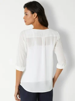Blusen|heine Satinbluse ecru