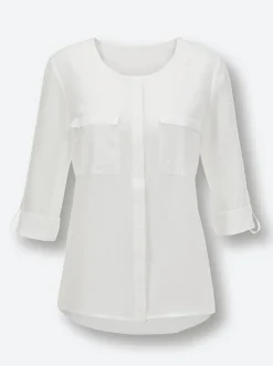Blusen|heine Satinbluse ecru