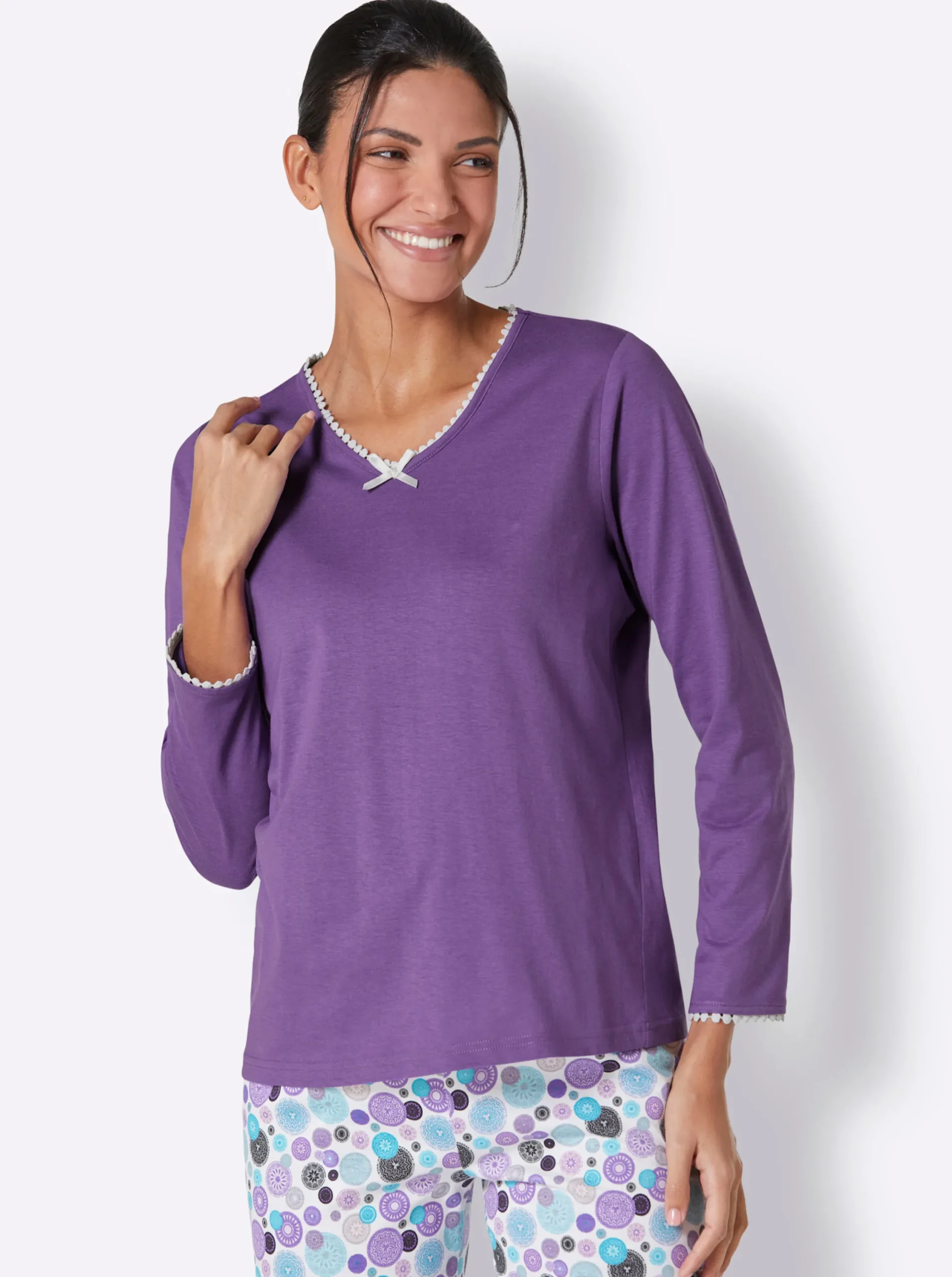 Nachtwäsche|wäschepur Schlafanzug-Shirt lila