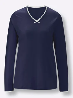 Nachtwäsche|wäschepur Schlafanzug-Shirt marine