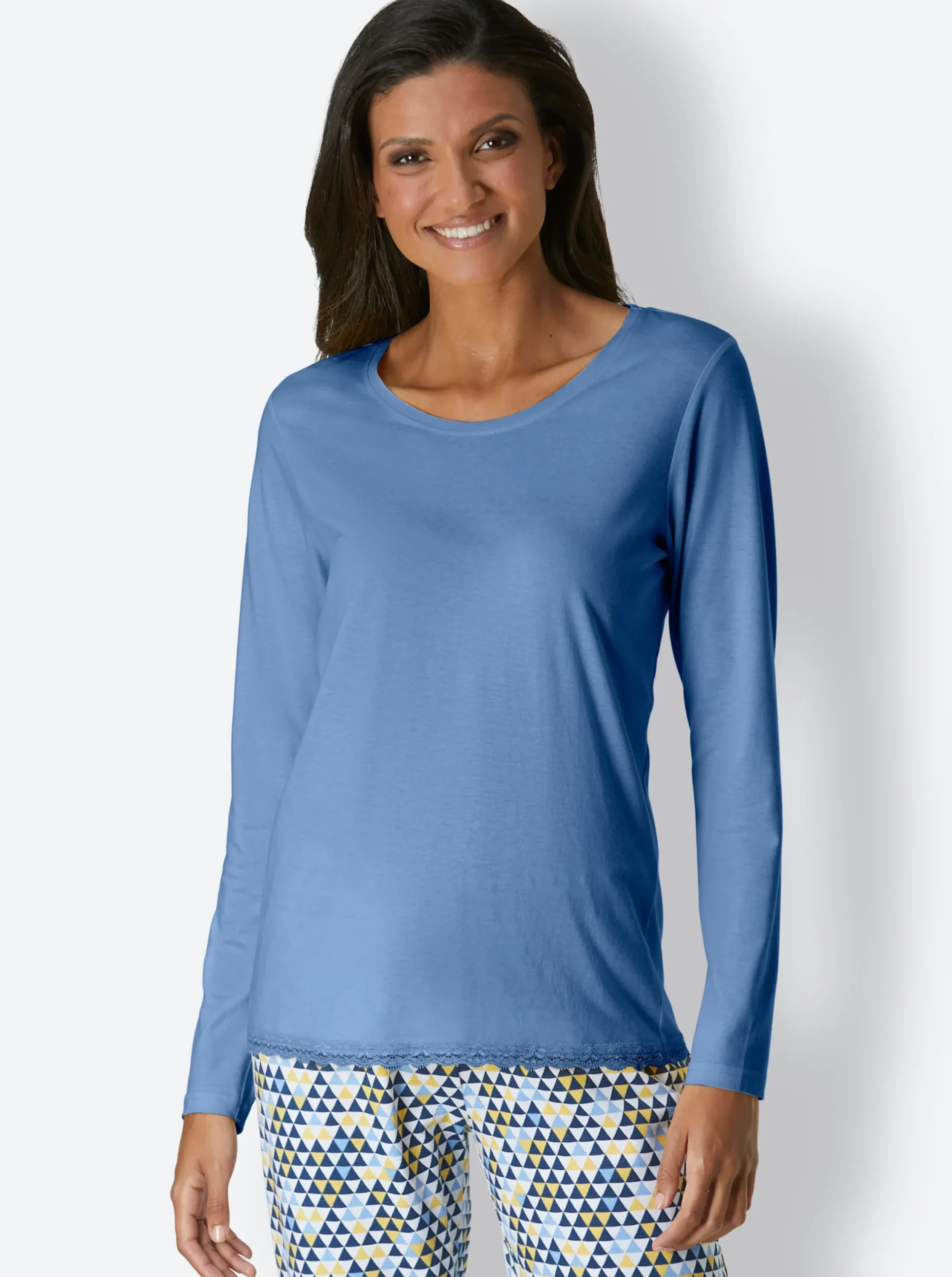 Nachtwäsche|wäschepur Schlafanzug-Shirt himmelblau