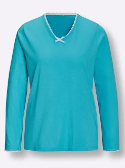 Nachtwäsche|wäschepur Schlafanzug-Shirt türkis