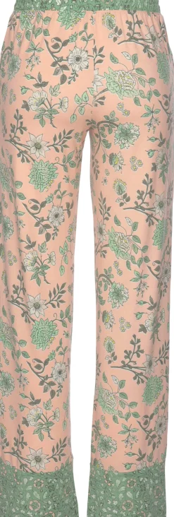 Nachtwäsche|LASCANA Schlafhose rosa-schilfgrün