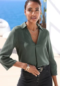 Blusen|LASCANA Schlupfbluse petrol