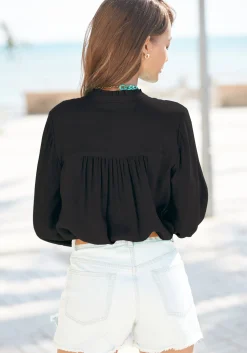 Strandmode|Blusen|LASCANA Schlupfbluse schwarz