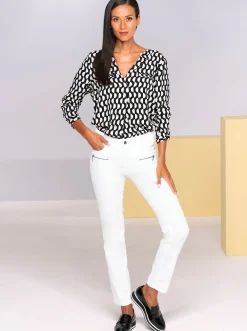 Blusen|heine Schlupf-Bluse schwarz-ecru