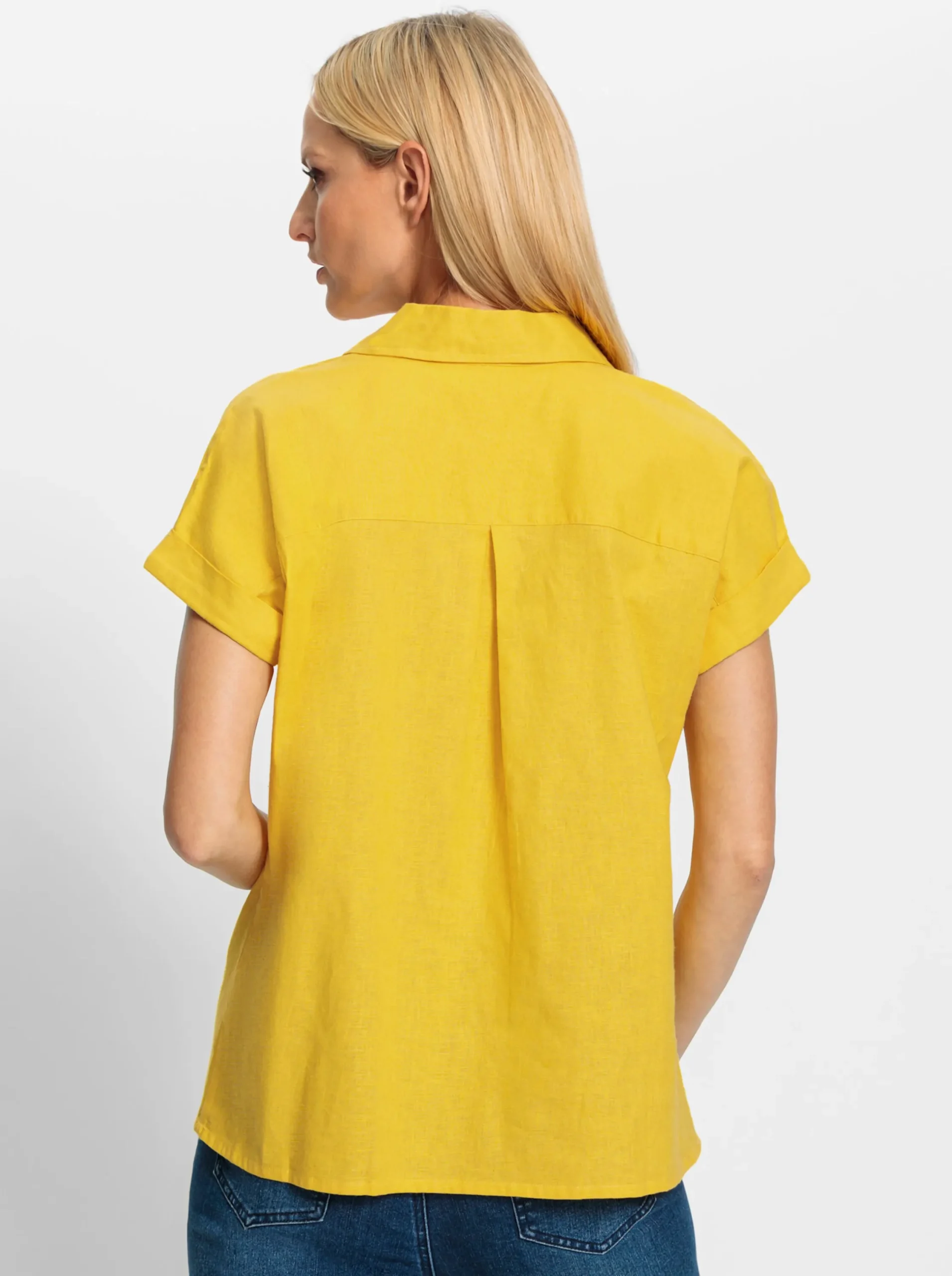 Blusen|heine Schlupfbluse aus Baumwoll-Leinen-Mix sonnengelb