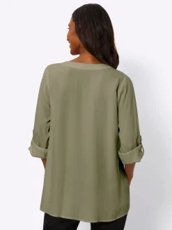 Blusen|heine Schlupfbluse aus Viskose-Crêpe khaki
