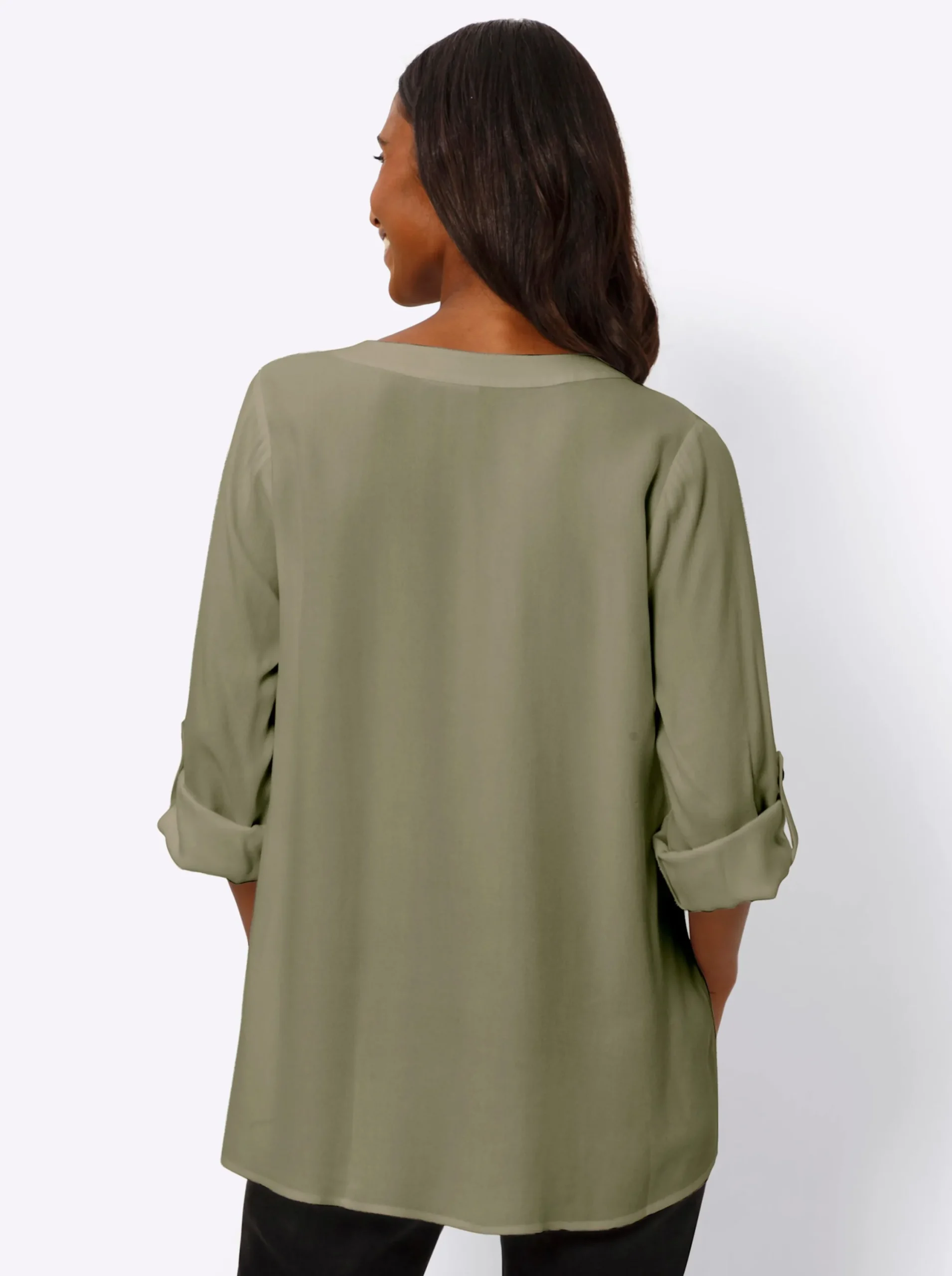 Blusen|heine Schlupfbluse aus Viskose-Crêpe khaki
