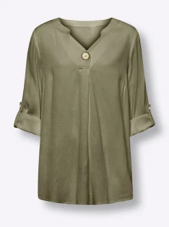 Blusen|heine Schlupfbluse aus Viskose-Crêpe khaki