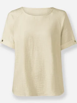 Blusen|heine Schlupfbluse in Crinkle-Optik sand
