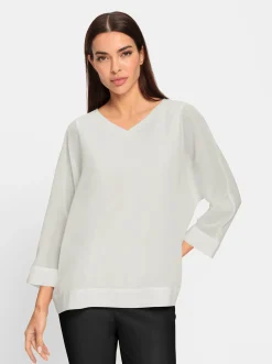 Blusen|heine Schlupfbluse mit eingenähtem Top ecru