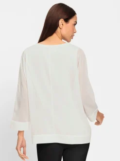 Blusen|heine Schlupfbluse mit eingenähtem Top ecru