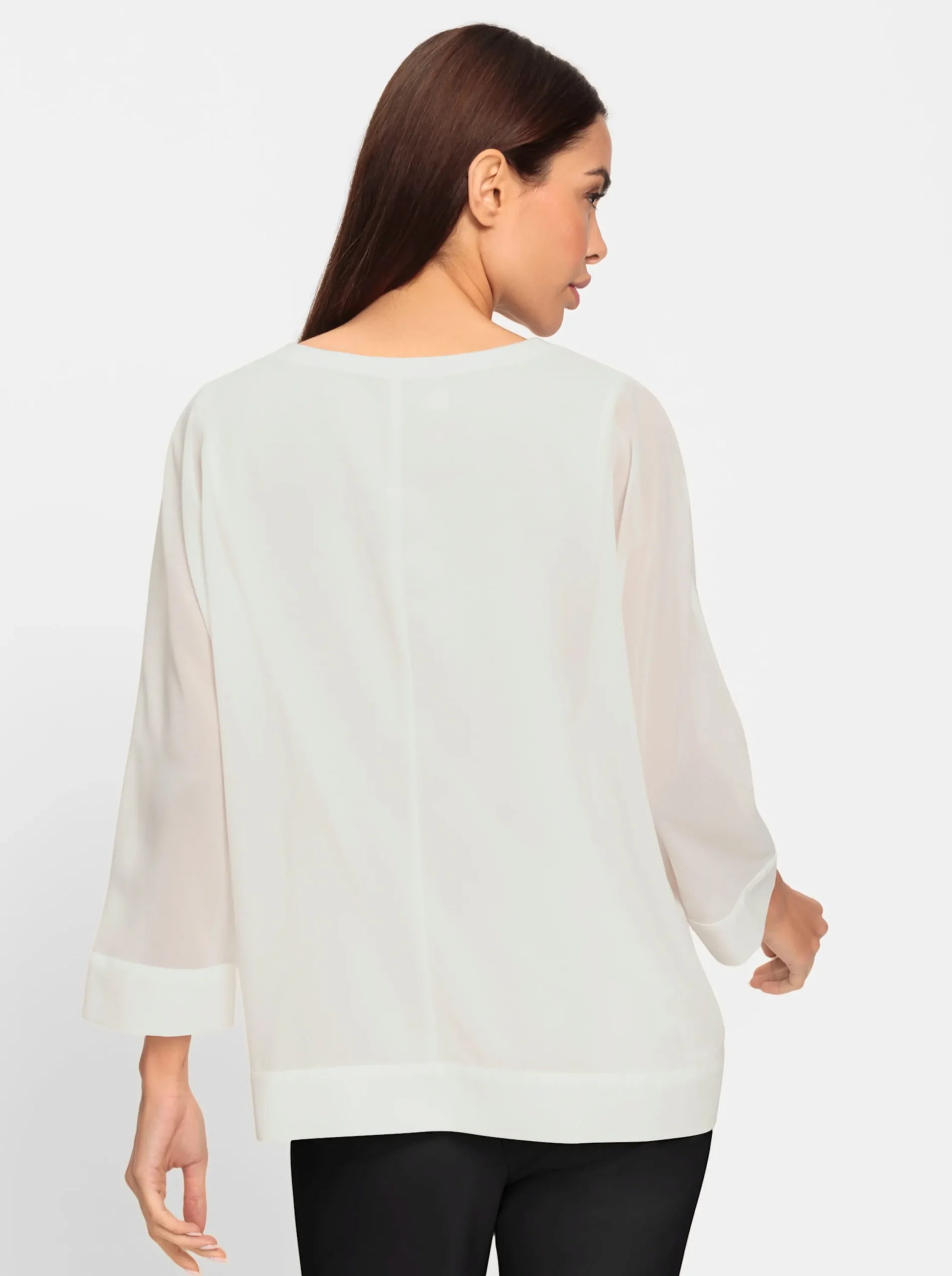 Blusen|heine Schlupfbluse mit eingenähtem Top ecru