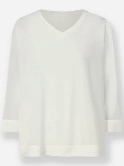 Blusen|heine Schlupfbluse mit eingenähtem Top ecru