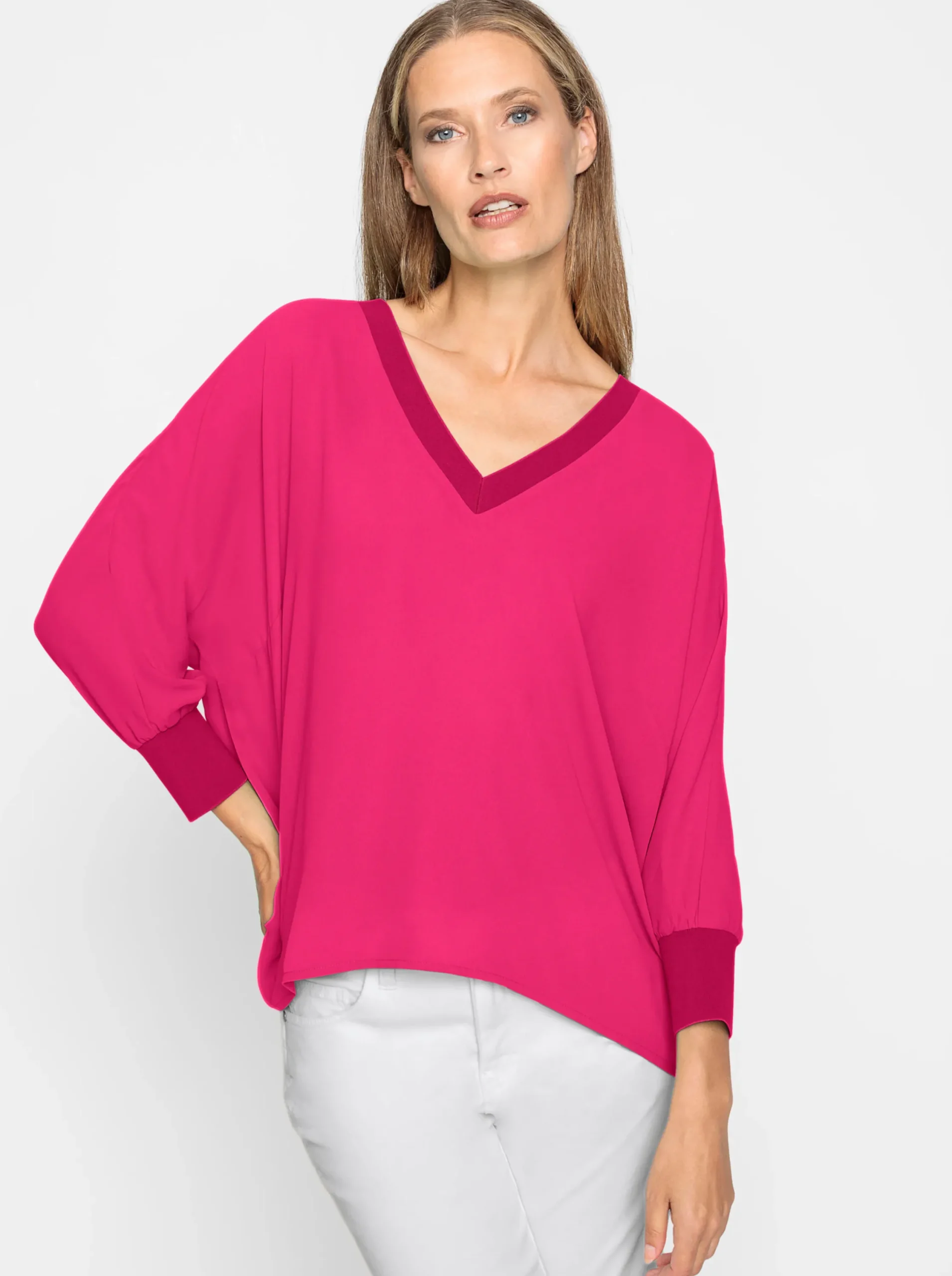 Strandmode|heine Schlupfbluse mit Fledermausärmel pink