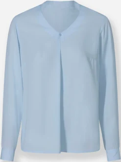 Blusen|heine Schlupf-Bluse mit Stehkragen hellblau