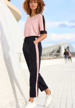 Strandmode|Hosen|Vivance Schlupfhose schwarz-mauve