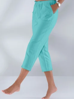 Hosen| Schlupfhose aus bügelarmer Strukturware türkis