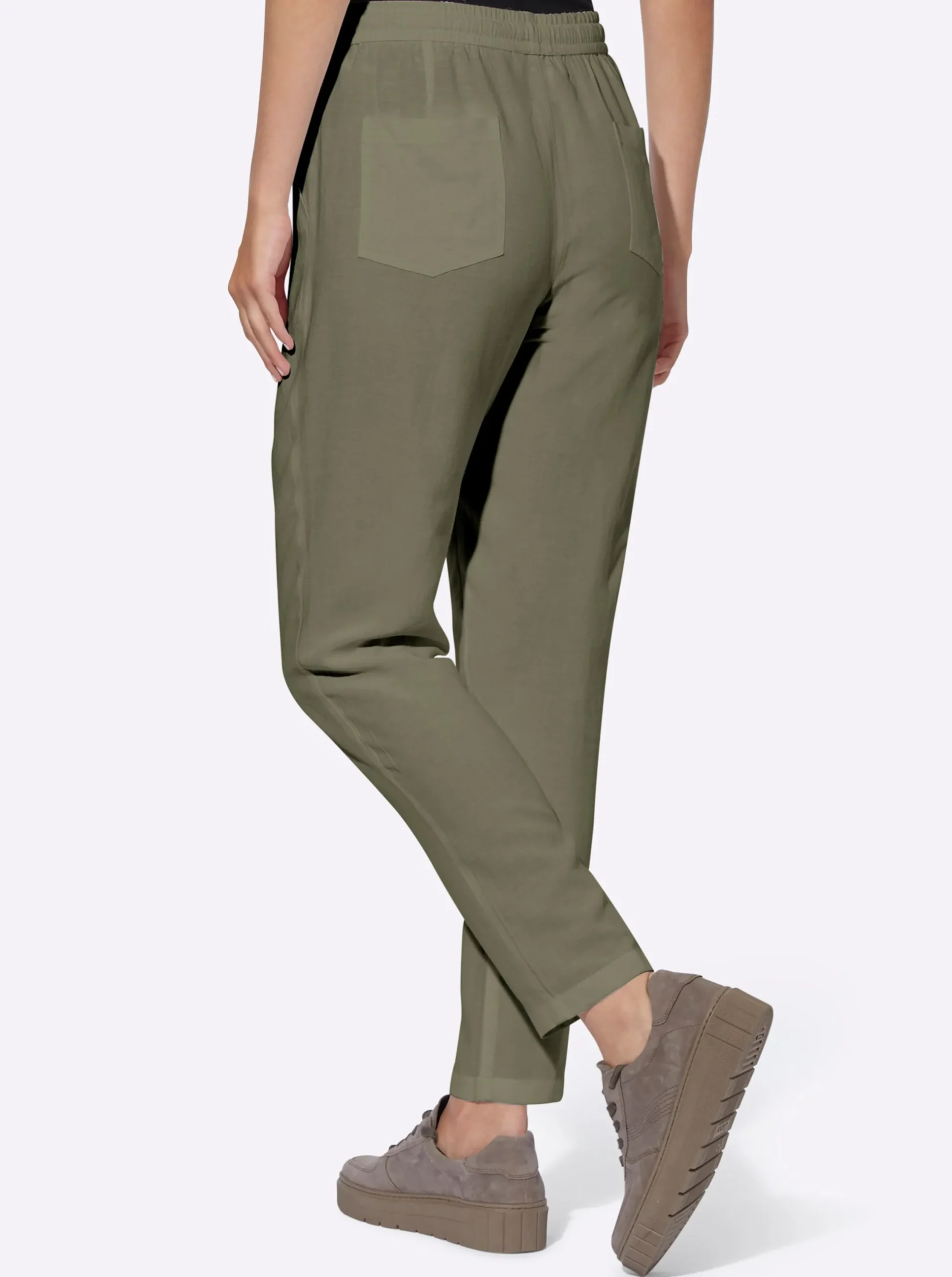 Hosen|heine Schlupfhose mit Leinen khaki