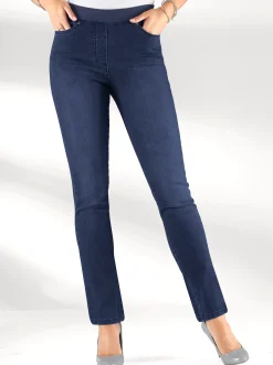 Jeans| Schlupfjeans mit geripptem Strick-Dehnbund darkblue
