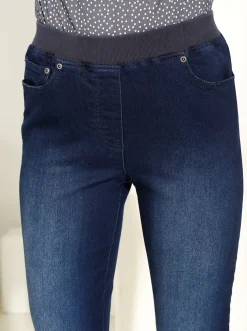 Jeans| Schlupfjeans mit geripptem Strick-Dehnbund darkblue