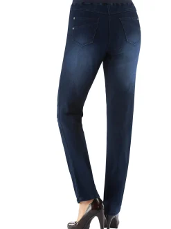 Jeans| Schlupfjeans mit geripptem Strick-Dehnbund darkblue