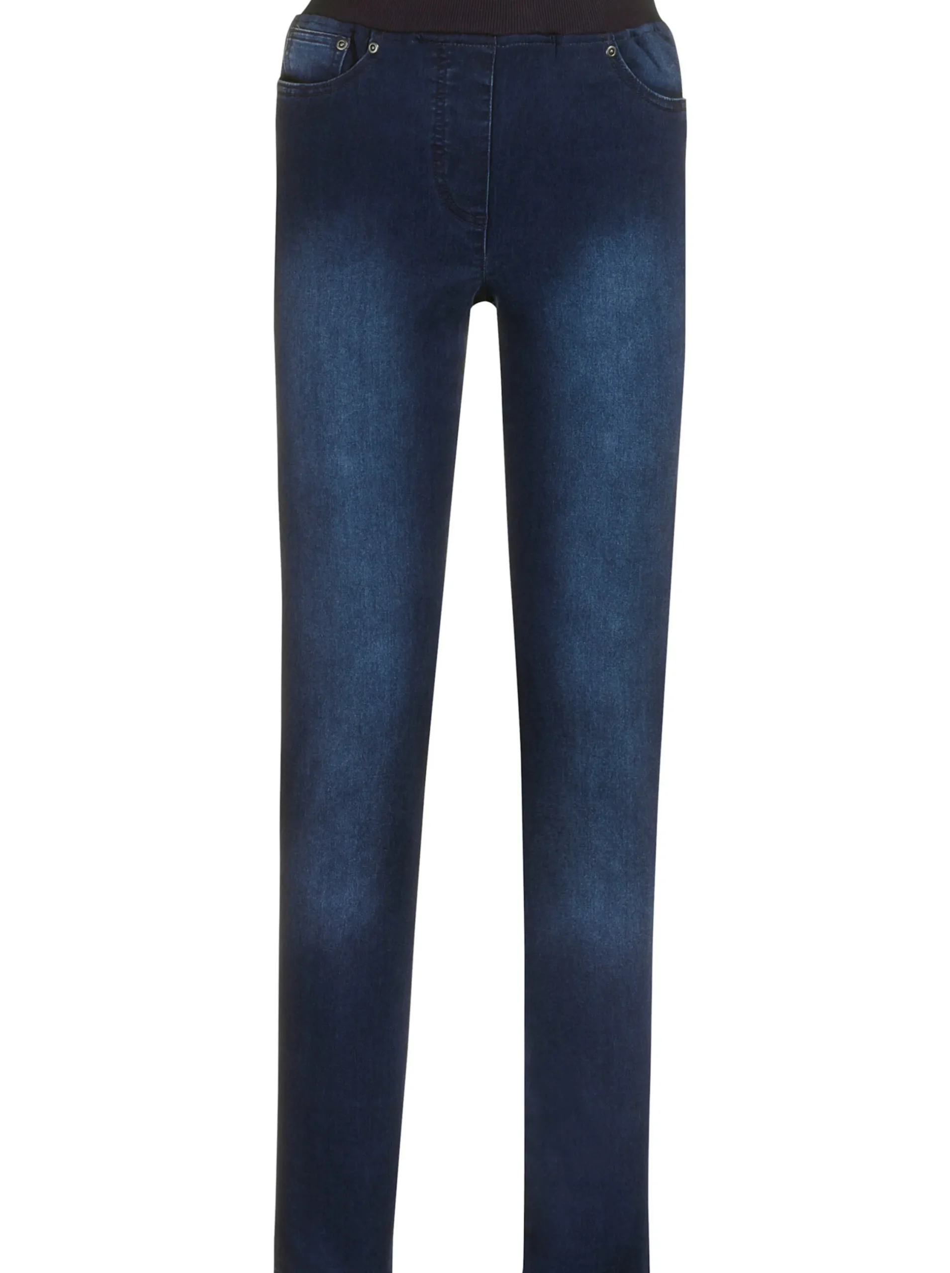 Jeans| Schlupfjeans mit geripptem Strick-Dehnbund darkblue